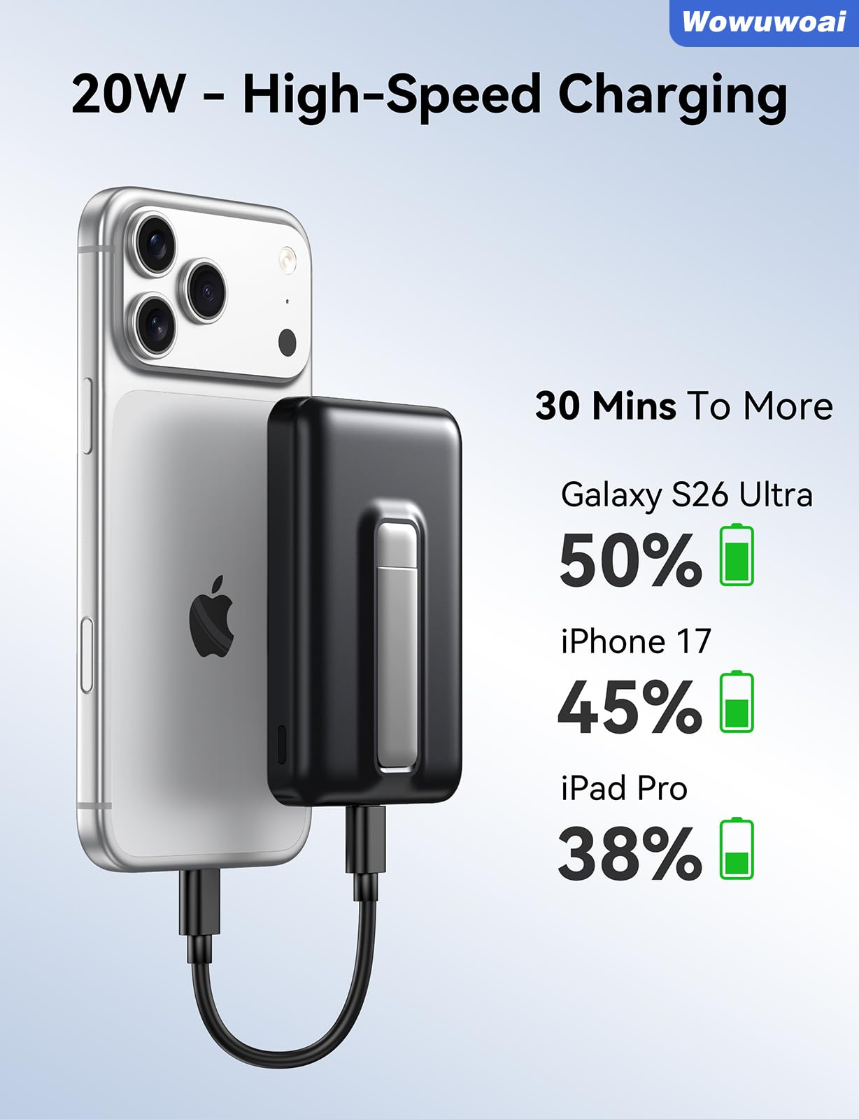 for Magsafe Portable Charger,10000mAh Wireless Magnetic Power Bank with USB C Charging and stand, Travel Essential for Magsafe Battery Pack Compatible with iPhone 17/air/16/15/14/13/12 Series