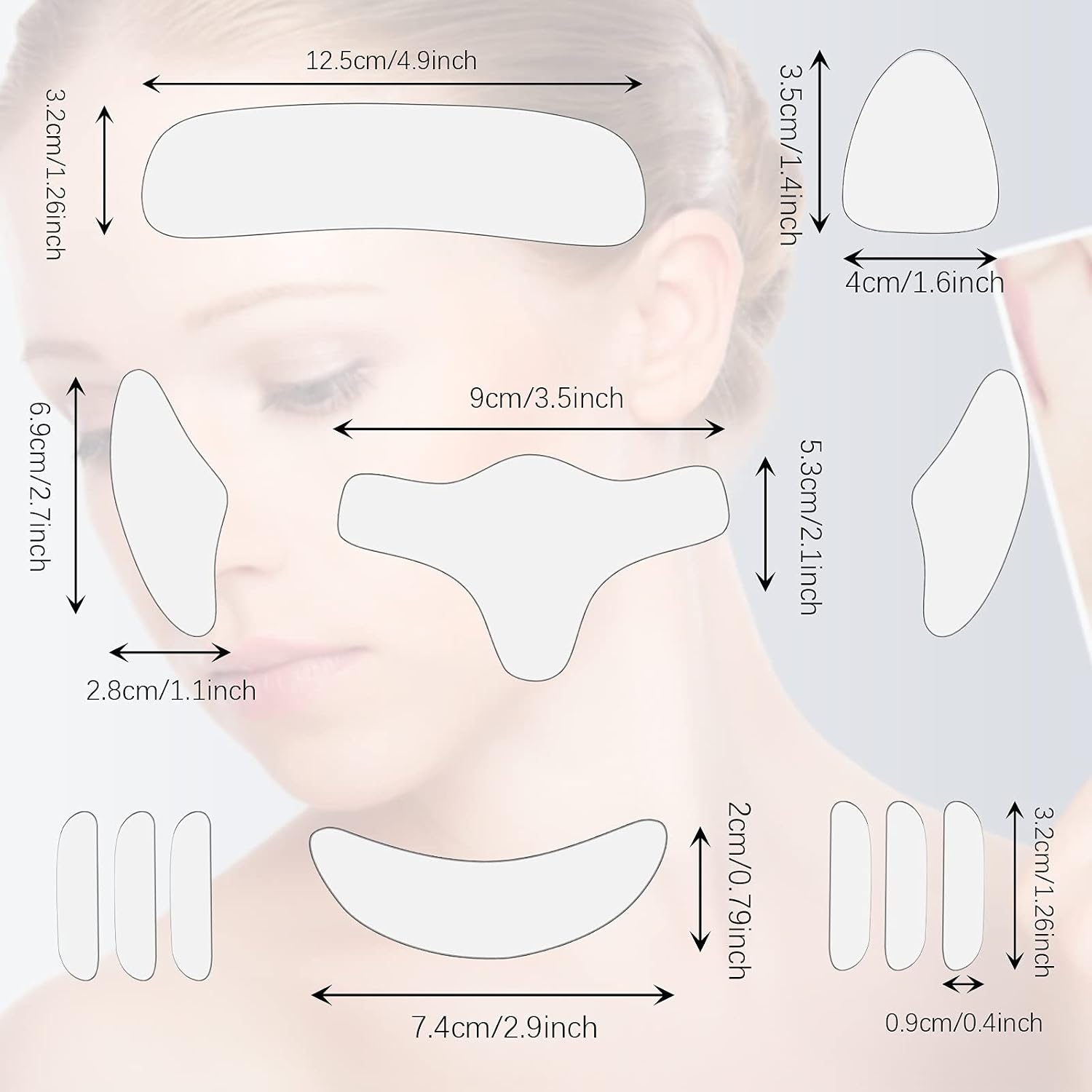 Maitys 16 Pcs Silicone Face Patches, Reusable Soft and Comfortable, Anti Wrinkle Patches Gel Pads Reduce Frown & Smile Lines Forehead Cheek, Lip, Eye, Neck, Chin, Chest Wrinkles Treatment