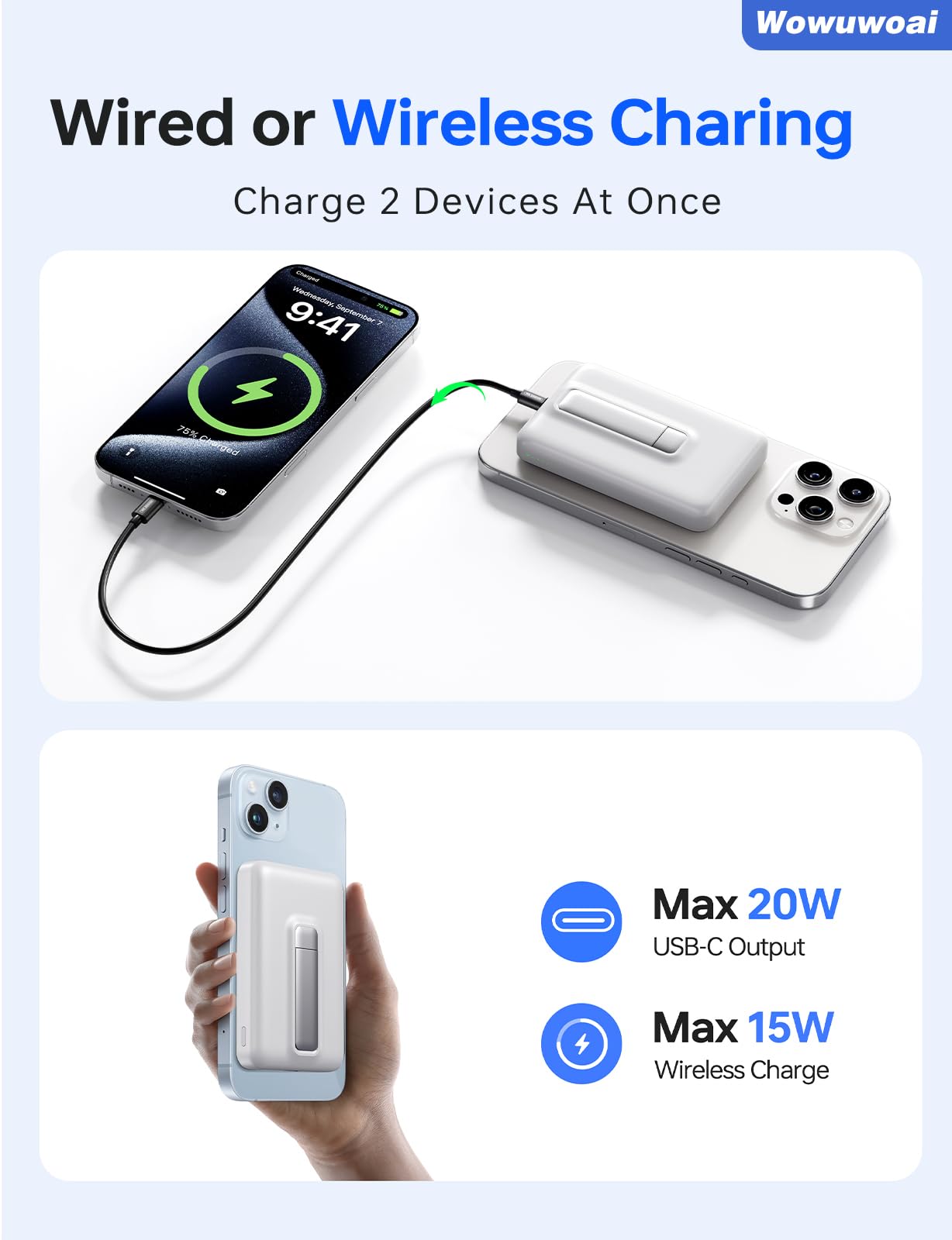 for Magsafe Portable Charger,10000mAh Wireless Magnetic Power Bank with USB C Charging and stand, Travel Essential for Magsafe Battery Pack Compatible with iPhone 17/air/16/15/14/13/12 Series