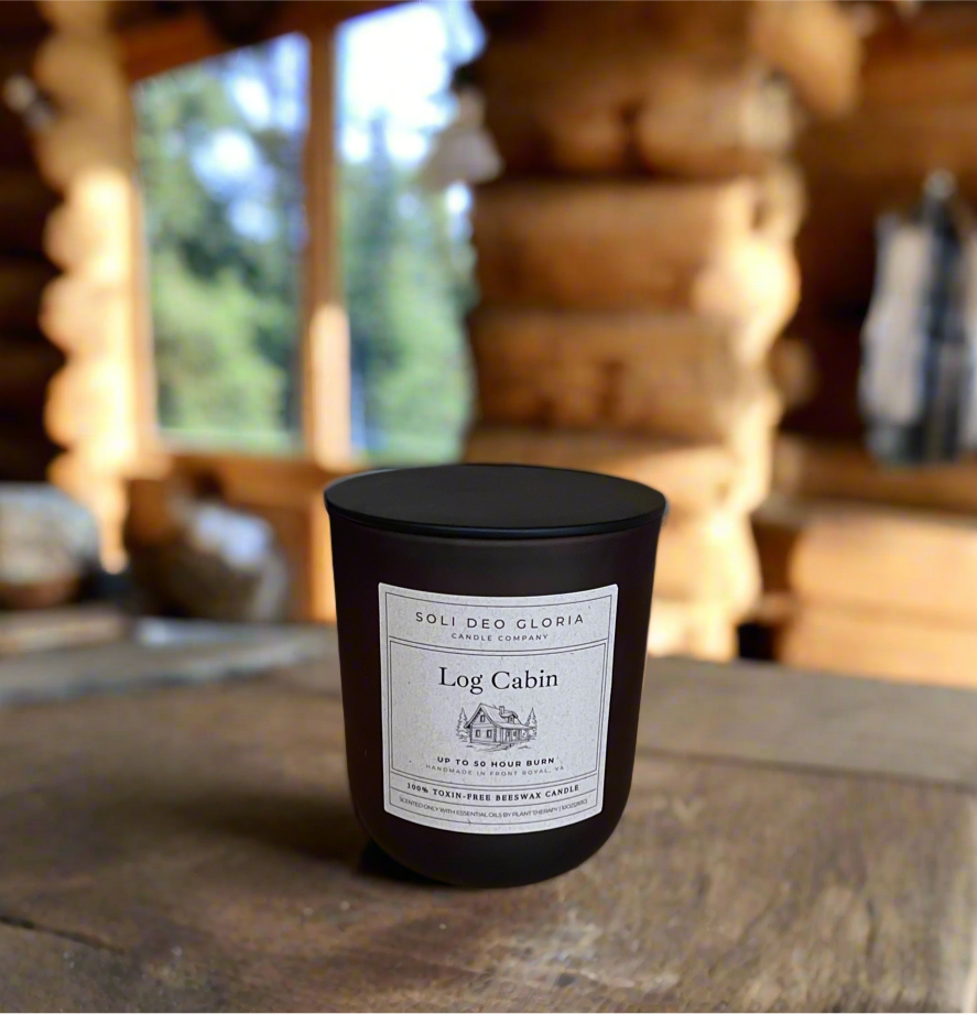 Log Cabin Beeswax Candle | Cozy Woodsy Fall & Winter Candle