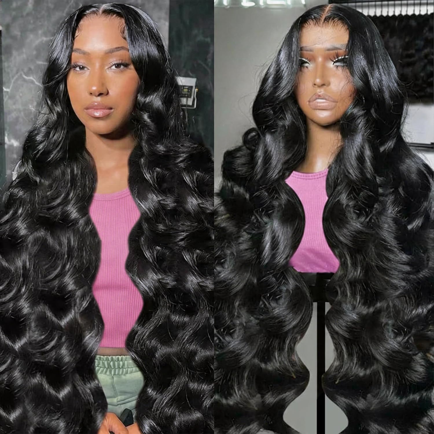 Body Wave Lace Front Wigs Human Hair 200 Density 13x6 HD Lace Frontal Wigs for Women Glueless Wigs Human Hair Body Wave Wig Pre Plucked Natural Black 26 Inch