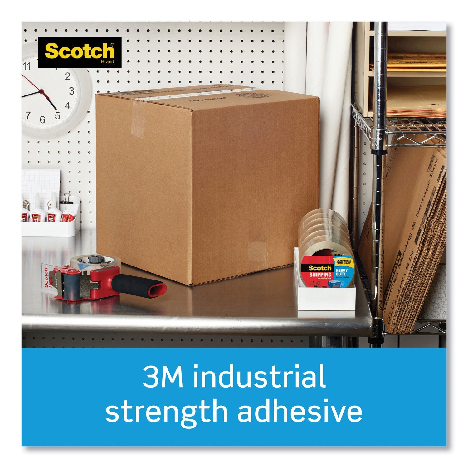 Scotch 3850 Heavy-Duty Packaging Tape with DP300 Dispenser, 3" Core, 1.88" x 54.6 yds, Clear, 6/Pack