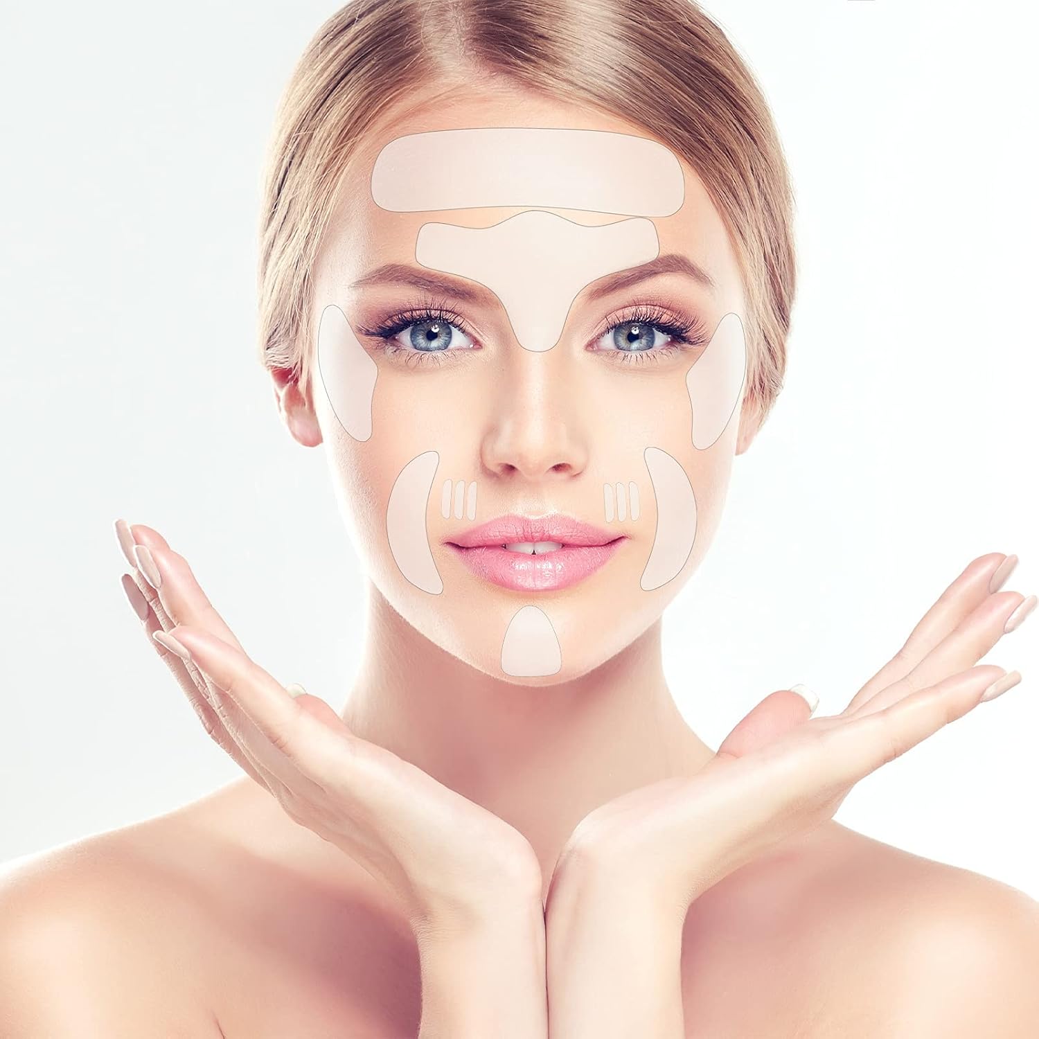 Maitys 16 Pcs Silicone Face Patches, Reusable Soft and Comfortable, Anti Wrinkle Patches Gel Pads Reduce Frown & Smile Lines Forehead Cheek, Lip, Eye, Neck, Chin, Chest Wrinkles Treatment