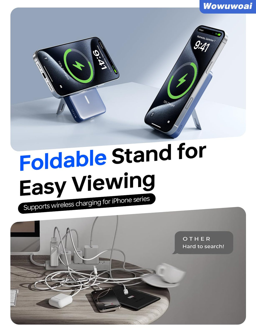 for Magsafe Portable Charger,10000mAh Wireless Magnetic Power Bank with USB C Charging and stand, Travel Essential for Magsafe Battery Pack Compatible with iPhone 17/air/16/15/14/13/12 Series