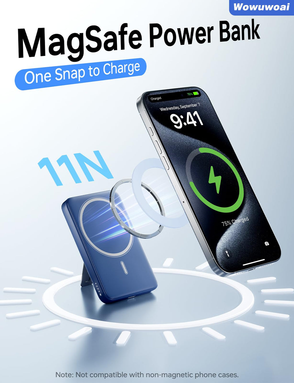 for Magsafe Portable Charger,10000mAh Wireless Magnetic Power Bank with USB C Charging and stand, Travel Essential for Magsafe Battery Pack Compatible with iPhone 17/air/16/15/14/13/12 Series