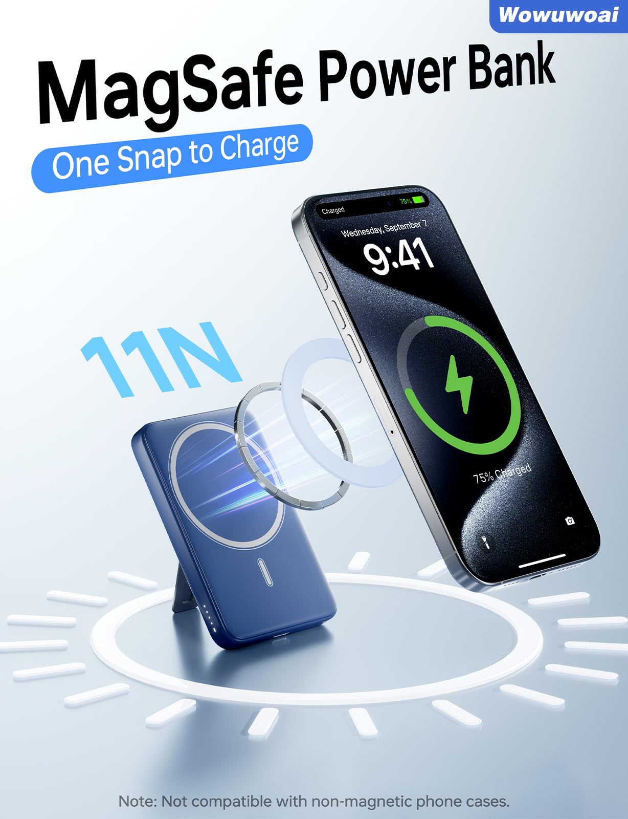 for Magsafe Portable Charger,10000mAh Wireless Magnetic Power Bank with USB C Charging and stand, Travel Essential for Magsafe Battery Pack Compatible with iPhone 17/air/16/15/14/13/12 Series