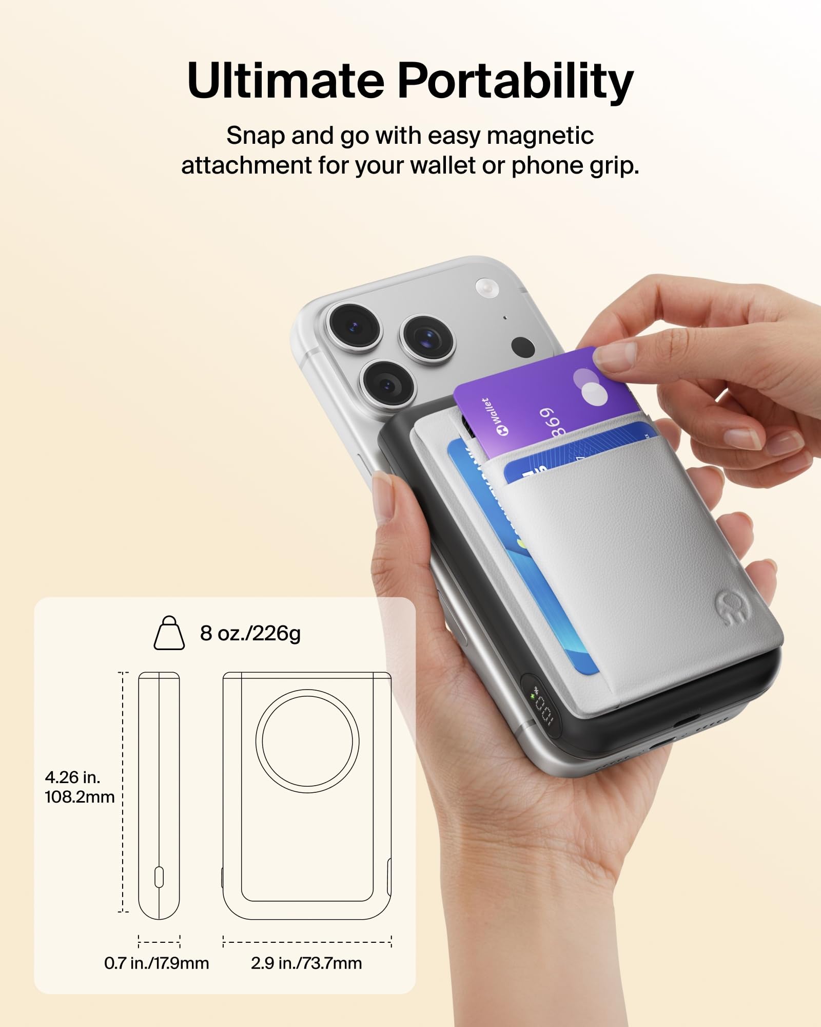 Belkin MagSafe Power Bank 10,000mAh, Qi2.2 25W Portable Charger w/Kickstand, Magnetic Back Supports MagSafe Accessories, Digital Display, Wireless Charging Battery Pack for iPhone 17, Pixel - Sand