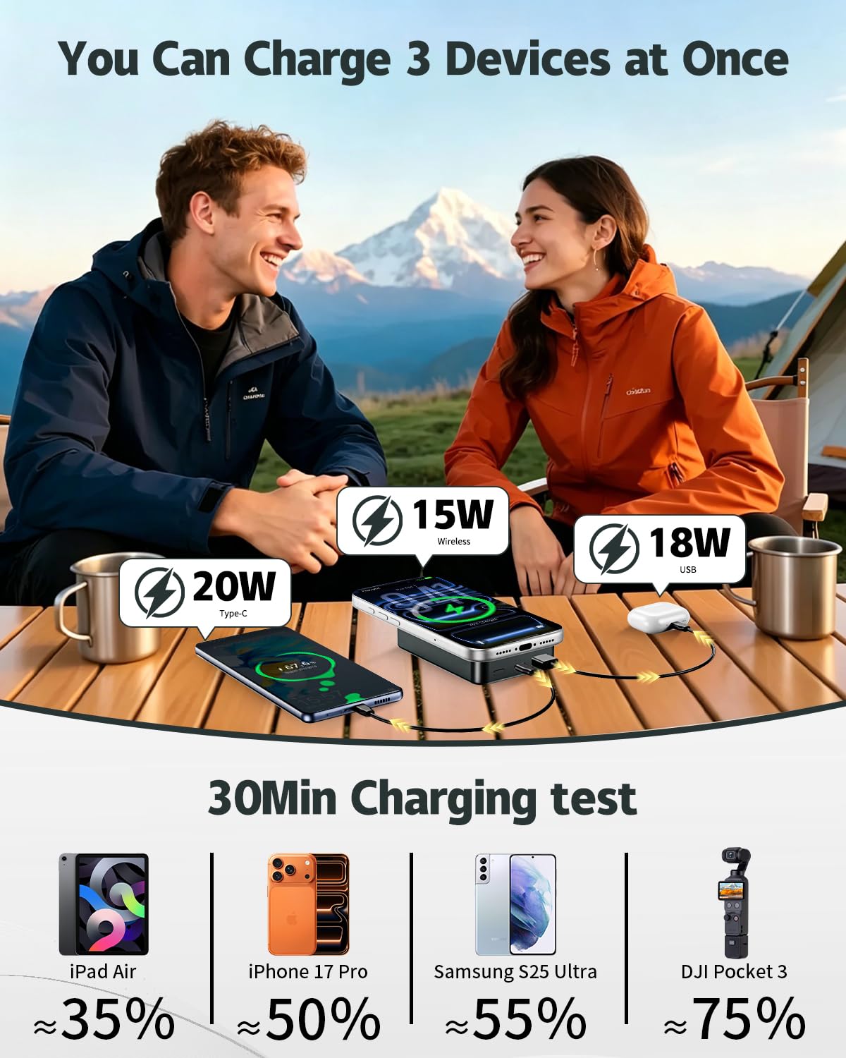 Magnetic Power Bank 26800mAh for Magsafe Portable Charger, Aluminum Alloy Large Capacity 20W USB-C in&Out Wireless Fast Charging for iPhone 17/16 Plus Pro Max/15/14/13/12 Series, Gray
