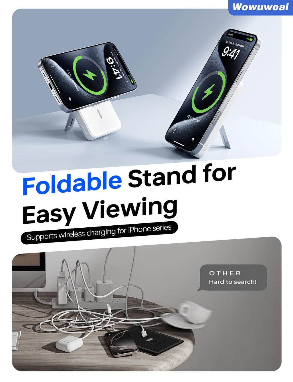 for Magsafe Portable Charger,10000mAh Wireless Magnetic Power Bank with USB C Charging and stand, Travel Essential for Magsafe Battery Pack Compatible with iPhone 17/air/16/15/14/13/12 Series