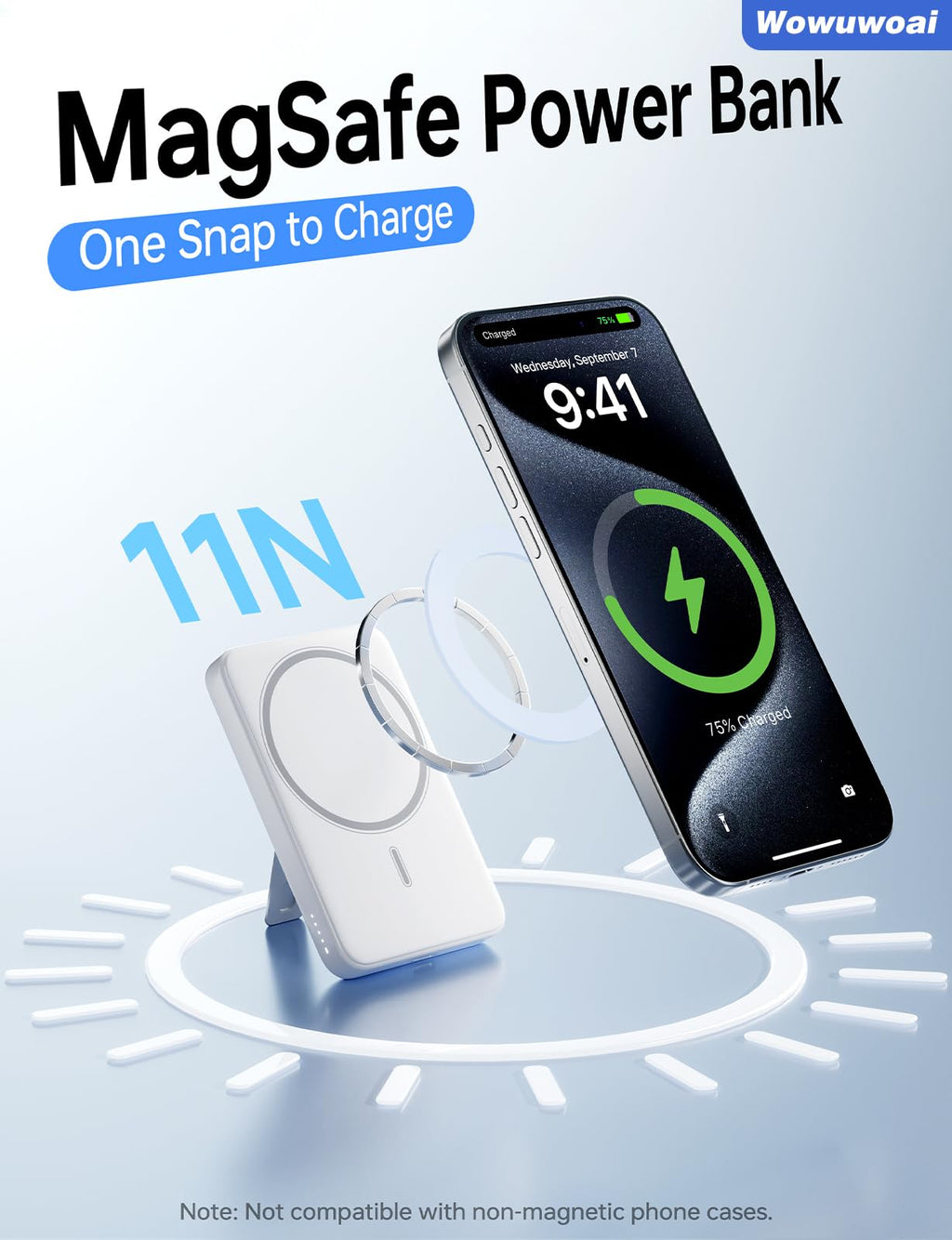 for Magsafe Portable Charger,10000mAh Wireless Magnetic Power Bank with USB C Charging and stand, Travel Essential for Magsafe Battery Pack Compatible with iPhone 17/air/16/15/14/13/12 Series