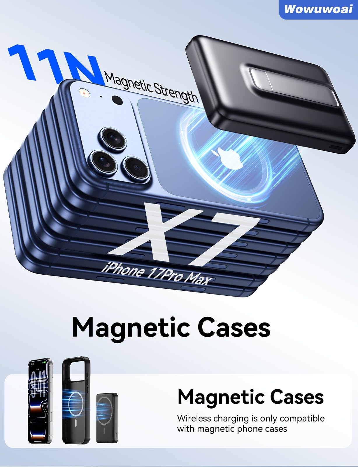 for Magsafe Portable Charger,10000mAh Wireless Magnetic Power Bank with USB C Charging and stand, Travel Essential for Magsafe Battery Pack Compatible with iPhone 17/air/16/15/14/13/12 Series
