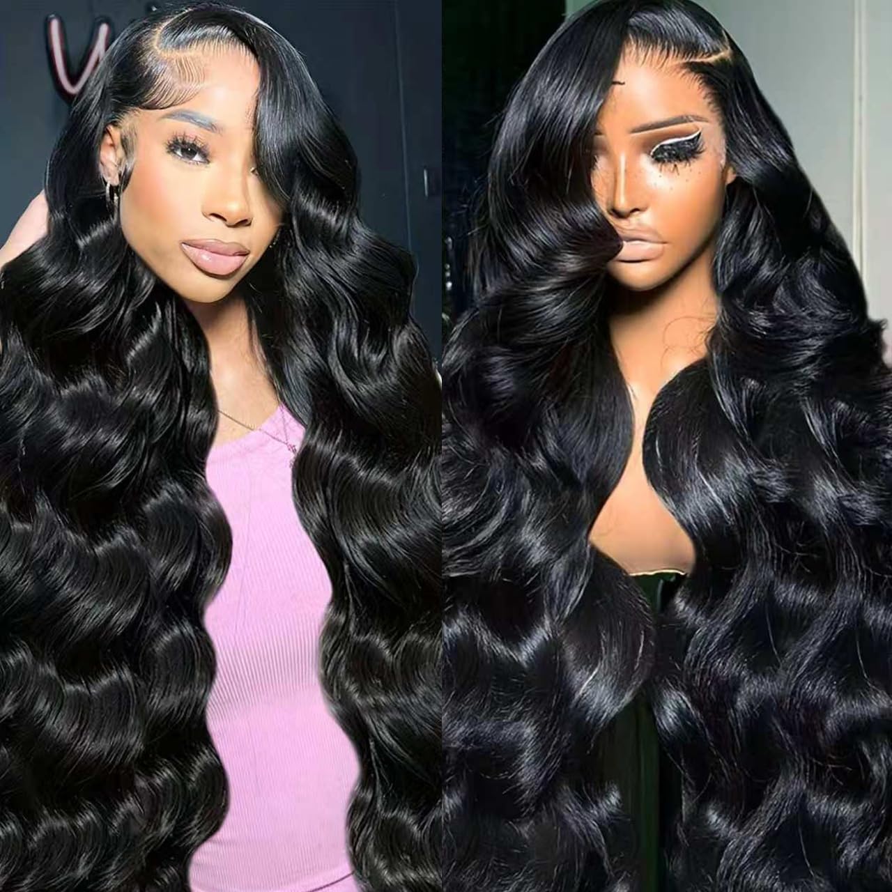 Body Wave Lace Front Wigs Human Hair 200 Density 13x6 HD Lace Frontal Wigs for Women Glueless Wigs Human Hair Body Wave Wig Pre Plucked Natural Black 26 Inch