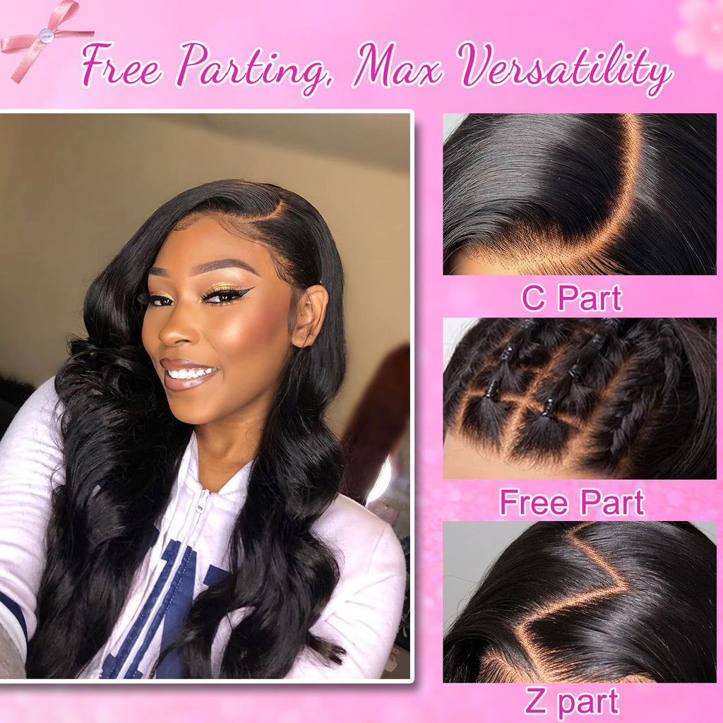 Body Wave Lace Front Wigs Human Hair 200 Density 13x6 HD Lace Frontal Wigs for Women Glueless Wigs Human Hair Body Wave Wig Pre Plucked Natural Black 26 Inch