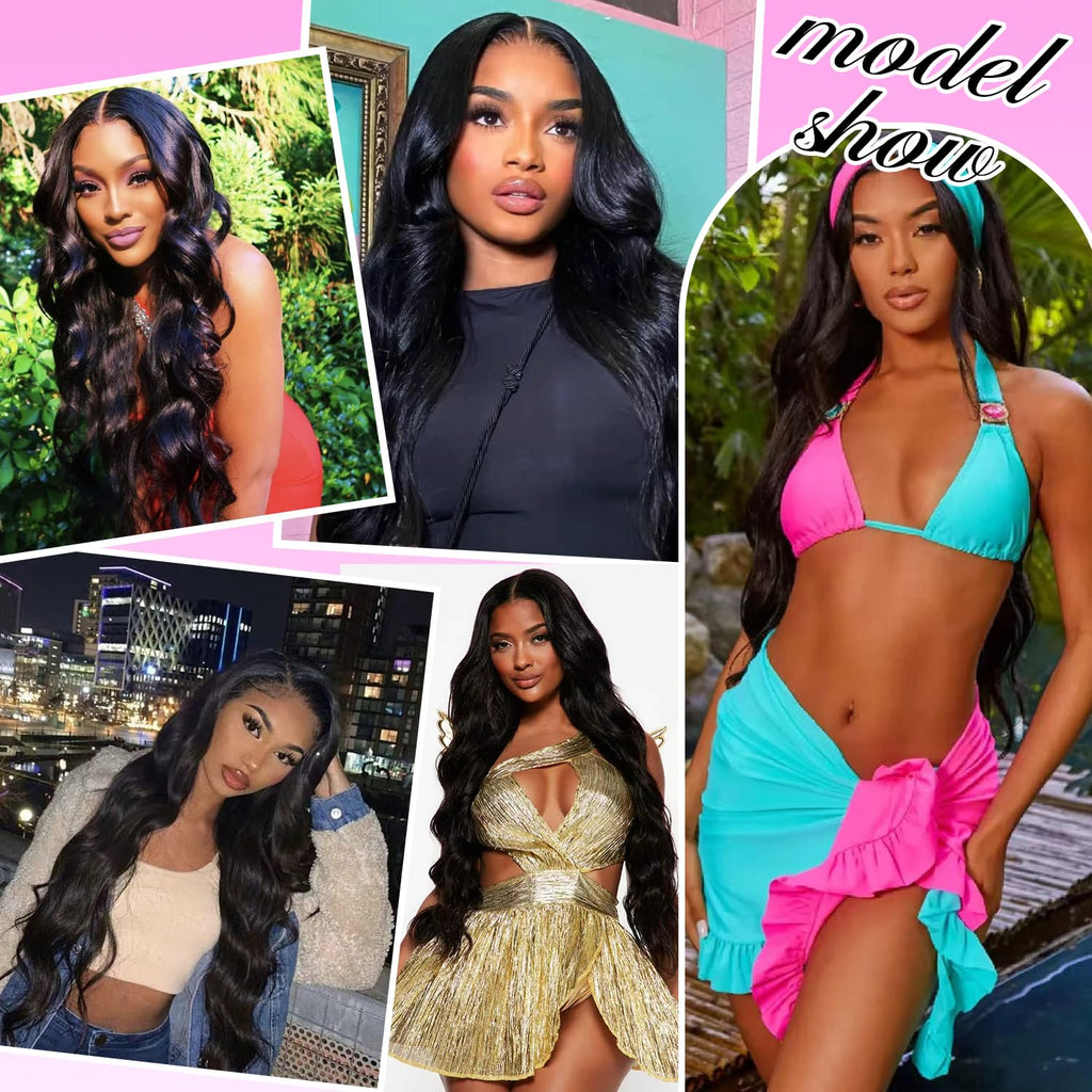 Body Wave Lace Front Wigs Human Hair 200 Density 13x6 HD Lace Frontal Wigs for Women Glueless Wigs Human Hair Body Wave Wig Pre Plucked Natural Black 26 Inch