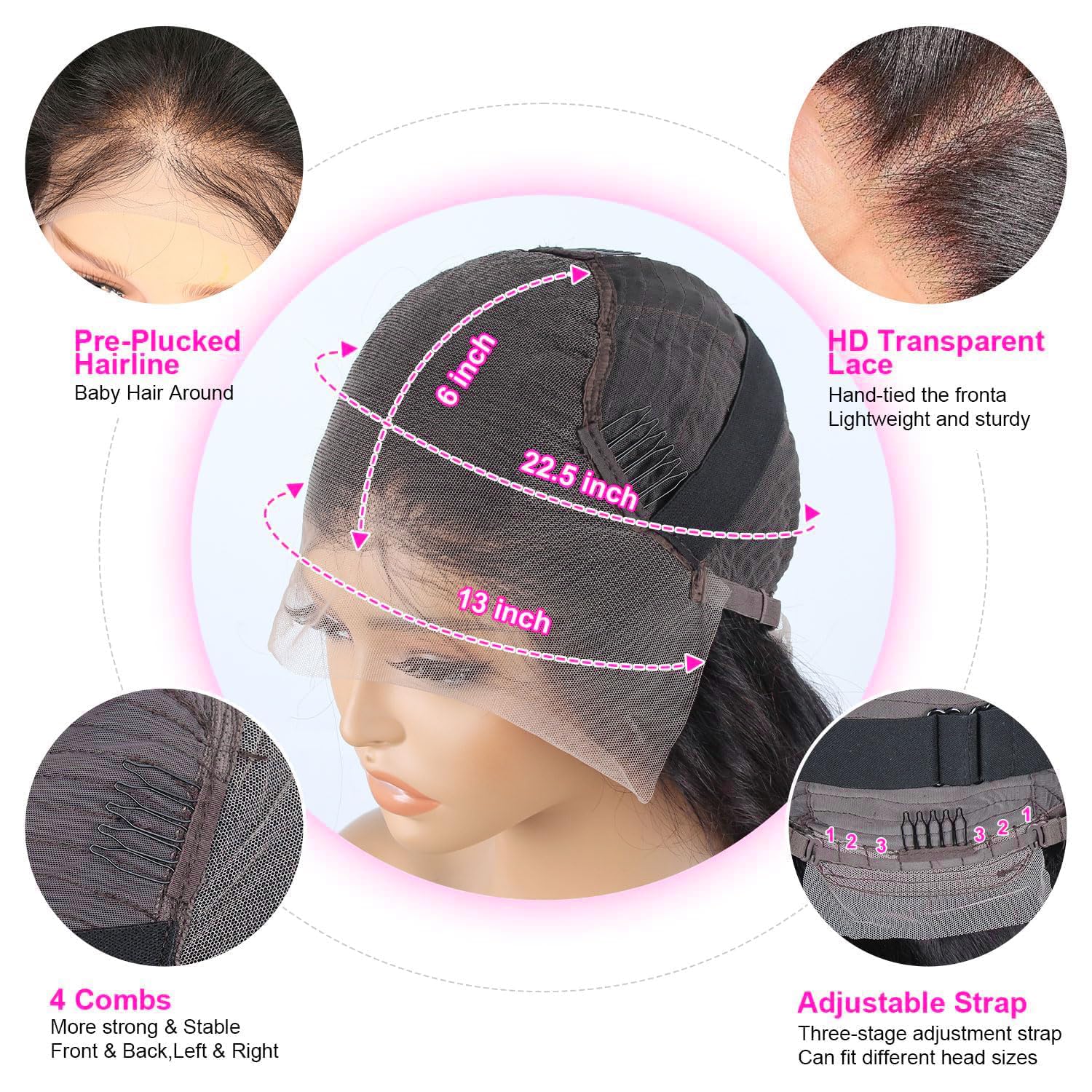 Body Wave Lace Front Wigs Human Hair 200 Density 13x6 HD Lace Frontal Wigs for Women Glueless Wigs Human Hair Body Wave Wig Pre Plucked Natural Black 26 Inch