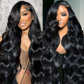 Body Wave Lace Front Wigs Human Hair 200 Density 13x6 HD Lace Frontal Wigs for Women Glueless Wigs Human Hair Body Wave Wig Pre Plucked Natural Black 26 Inch