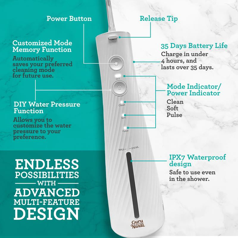Gurunanda Lion & Lamb Kit 2.0, Electric Toothbrush with Water Flosser Combo, 4 Jet Tips, 4 Brush Heads & IPX7 Waterproof Design for Complete Oral Care