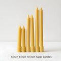 Colonial Beeswax Candle Sticks Straight Sided Set 6inch 8inch 10inch