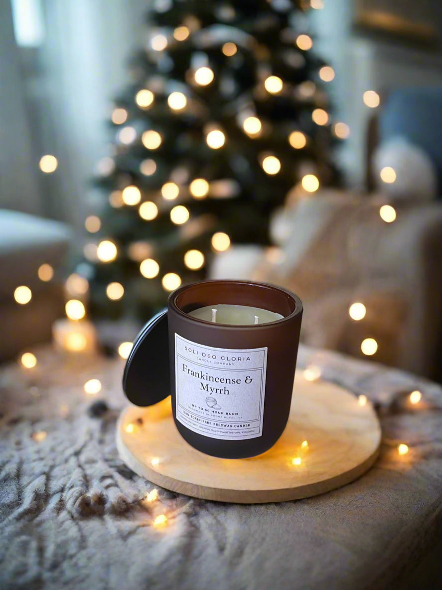 Frankincense & Myrrh Beeswax Candle | Essential Oil Infused